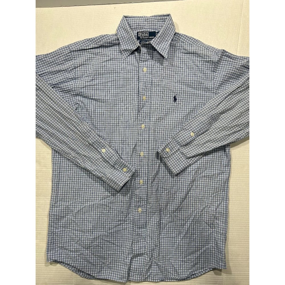 Polo Ralph Lauren Lowell Sport Mens Long Sleeve Button Down Blue Check Medium‎ - Picture 2 of 7